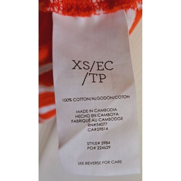 cabi Women's XS Plus Size Orange Stripe Poof Sleeve Cropped Tee SEE DESCRIPTION - Picture 5 of 6